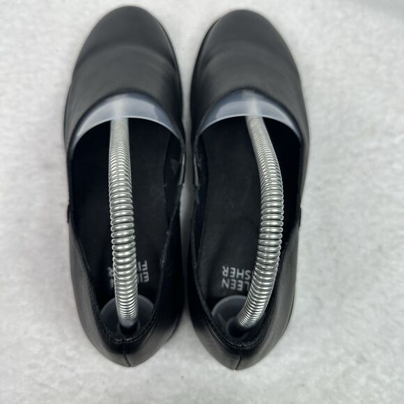 Eileen Fisher Allen Black Leather Loafers Womens 7 Slip On Flats Minimalist Work - Picture 4 of 10